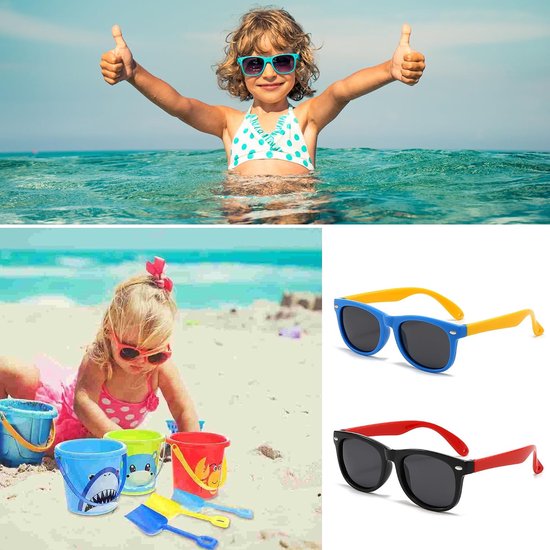 Meerkleurige Zonnebrillen voor Kinderen - 3 Stuks, UV400 Gepolariseerd, Perfect voor Jongens en Meisjes van 2 tot 12 Jaar van Merkloos — afbeelding 2