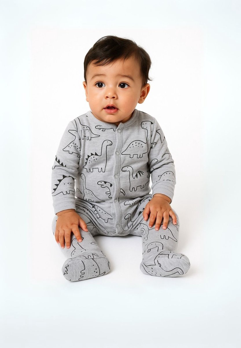 Minoti Baby pyjama 2-pack jongens onesie dinosaurus - 100% katoen