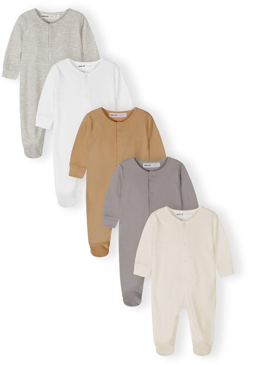 Minoti baby pyjama 5-pack unisex onesie - met voetjes