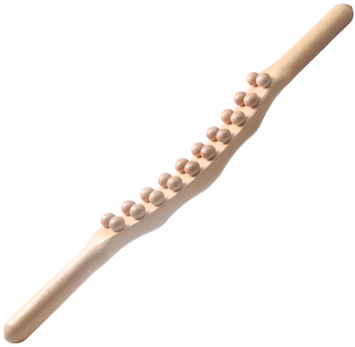 1 stuk - rug massager - massage gereedschap - geschikt voor rug / nek / schouder / buik / taille / arm / benen - houten massagestaf - verlengde houten massagestaf - 20 massageballen - schrapen massage gereedschap - houten hout