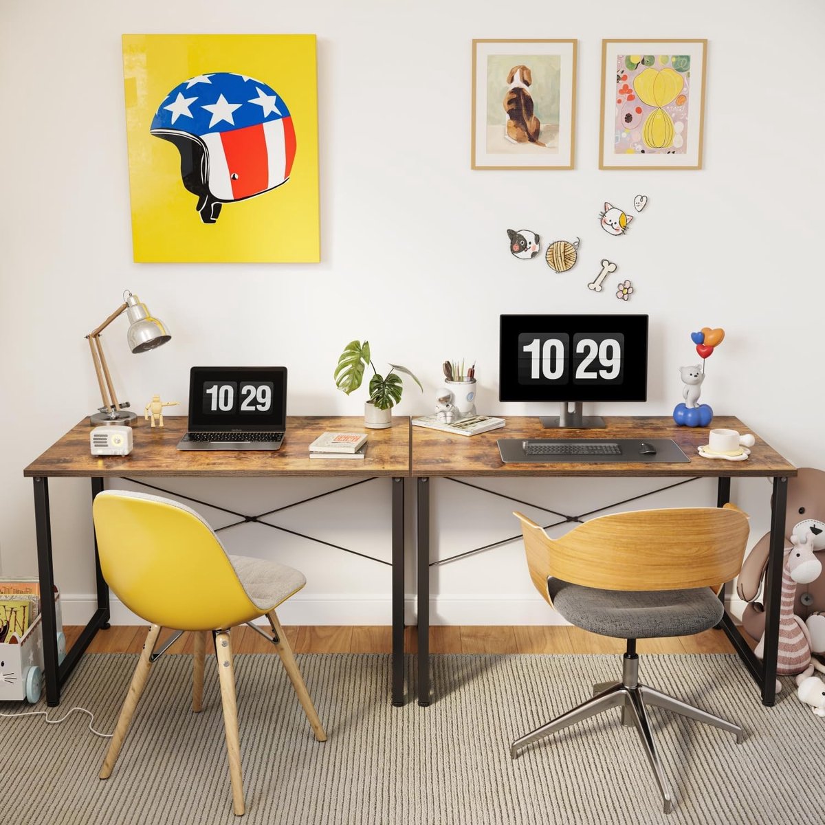Computerbureau - Schrijftafel Werkplek - Thuiswerken Studeren - Moderne Eenvoudige Stijl - 80 x 40 cm - Bruin thumbnail 6