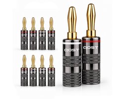 Qost - Banaanstekker - 8 Stuks - Gold Plated - Banaan Stekker - Luidspreker Stekker – Voor Versterker & Speakers