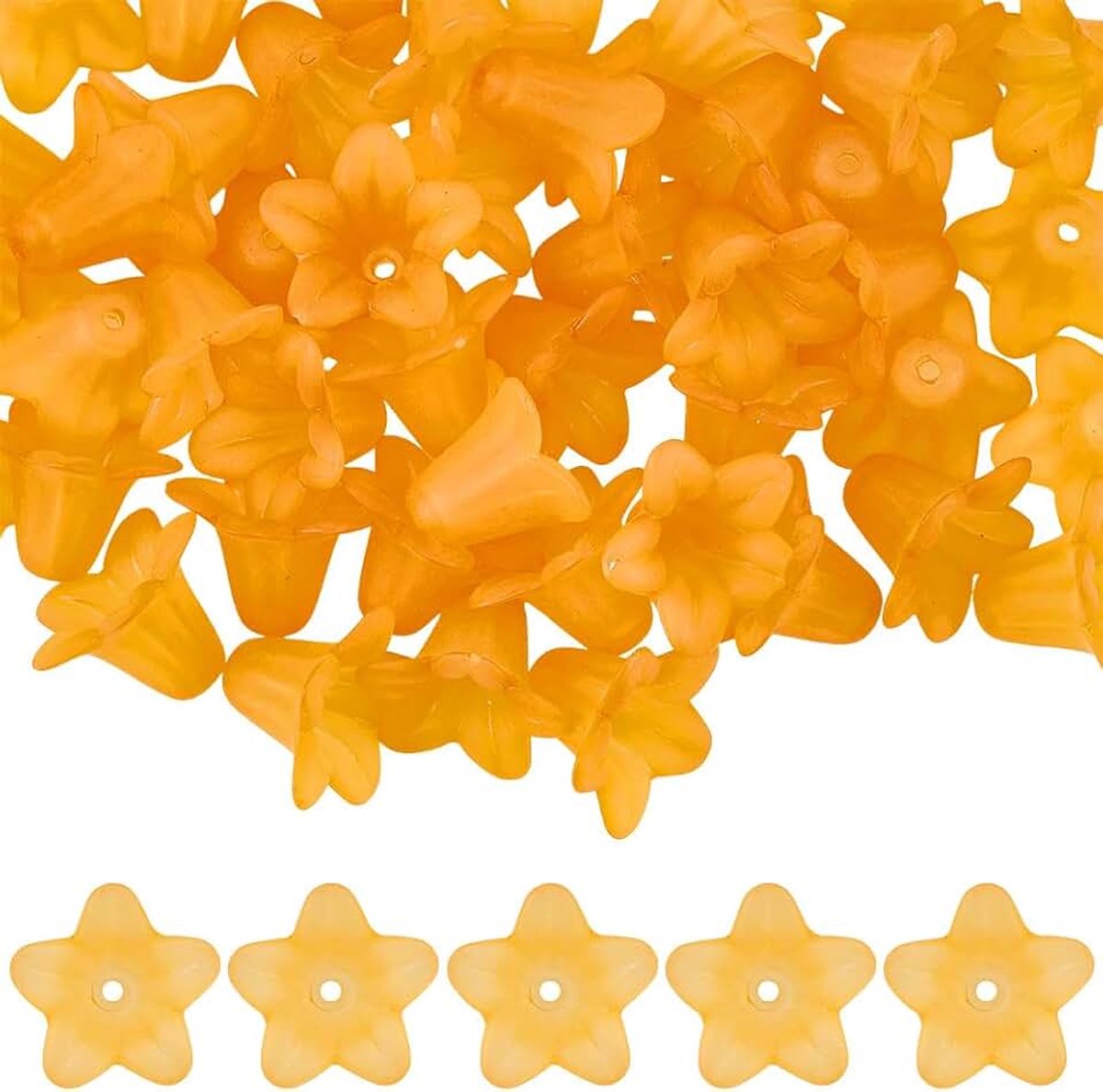 Kralen in trompetvorm transparante eindkappen Lelietje-van-dalen patroon belletjes 3D oranje mat lente vrije afstandhouders voor het maken van sieraden (armbanden