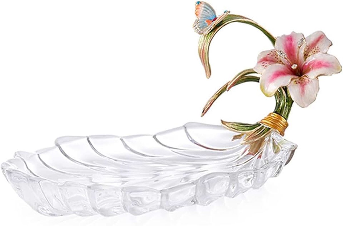 Fruitschaal Fruitschaal van kristalglas, decoratieve fruitschaal, dienblad for gedroogd fruit, multifunctioneel, snackdessertbord, bladvormig dinerbord