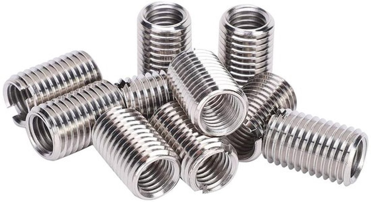Set van 10 RVS Reduceermoeren M12 X 1,75 - M16 X 2 25 mm - Reparatie-inzetmoer - Schroefdraad Conversiekit