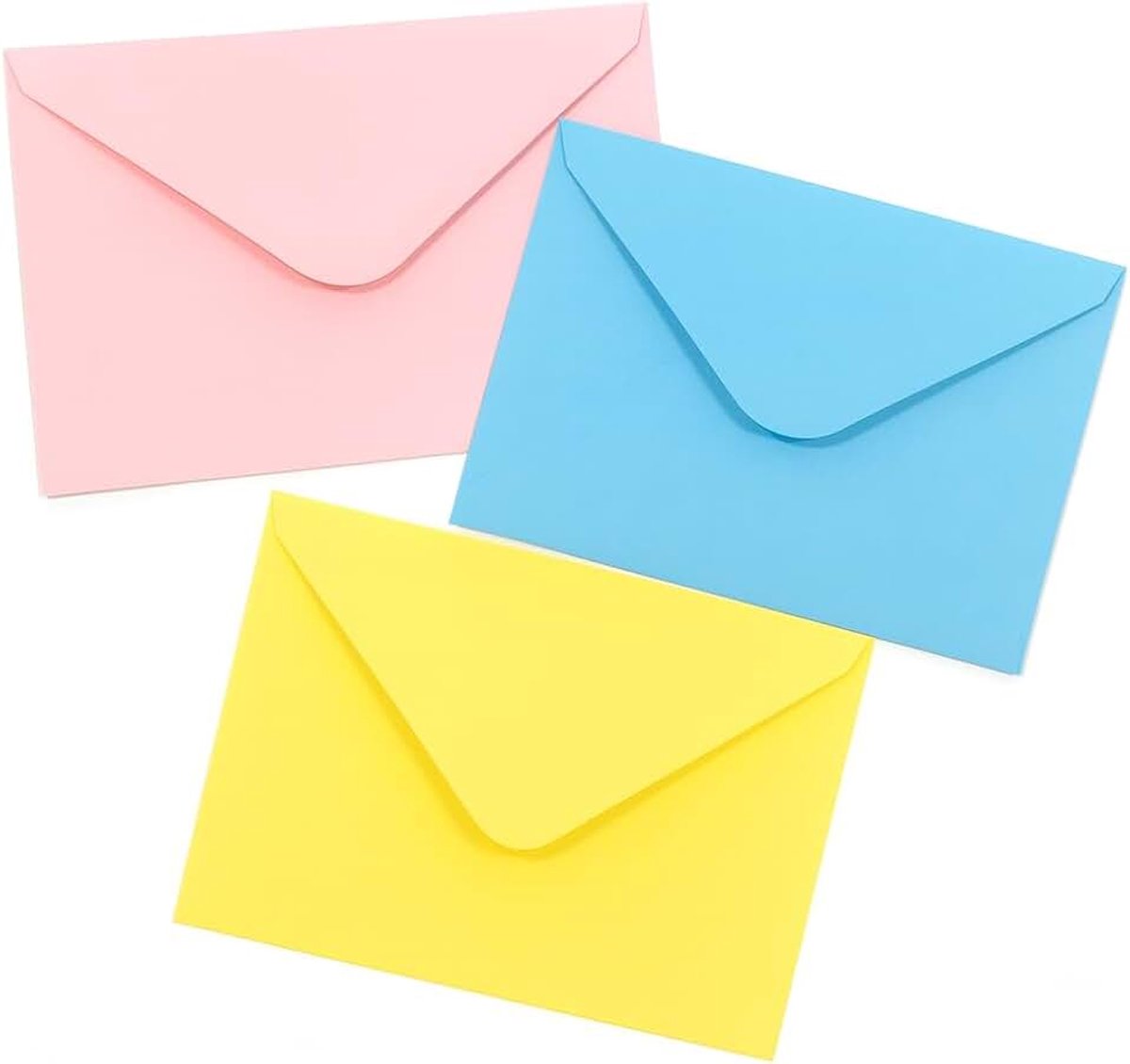 Enveloppen met kaartenset, 100 enveloppen + 100 kaarten, mini-formaat 7 x 11,2 cm en 14 x 9 cm, voor bruiloft, feest, verjaardag, geschenken en wenskaarten (meerkleurig, 14 x 9 cm)