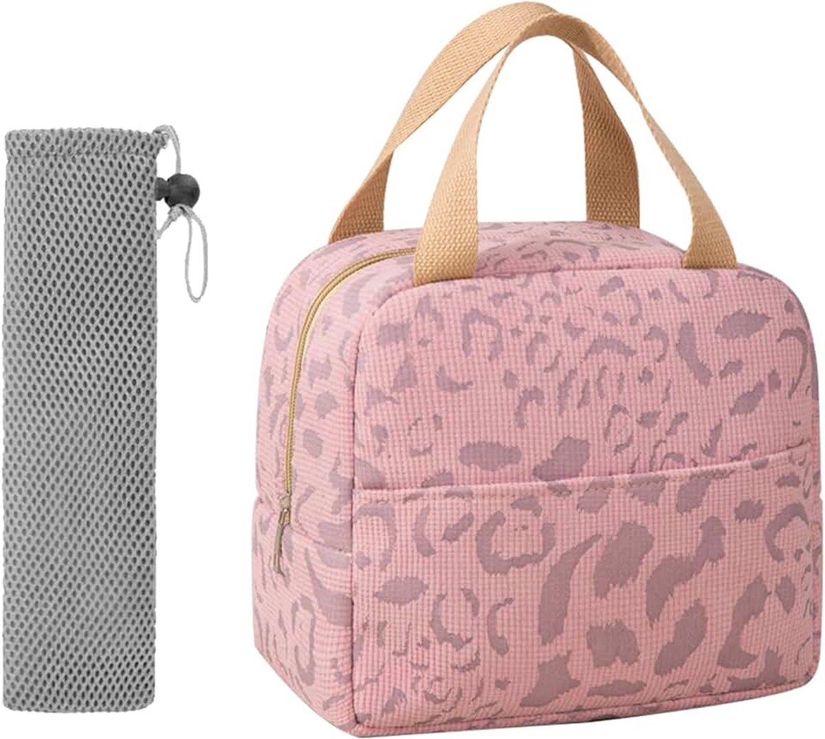 Lunchtas voor dames en heren, zacht, geïsoleerd, lekvrij, 4 l, geïsoleerde lunchbox, voor kantoor, picknick, school, strand en reizen (inkt beige)