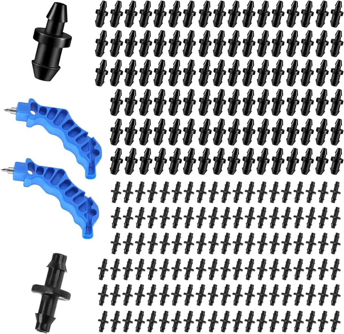 Druppelirrigatieaansluitingen met weerhaken, 4/7 mm, microirrigatie, slangverbinder, PP, besproeiingsbuisverbinder, irrigatie voor druppelslang, verlengstuk, 200 stuks