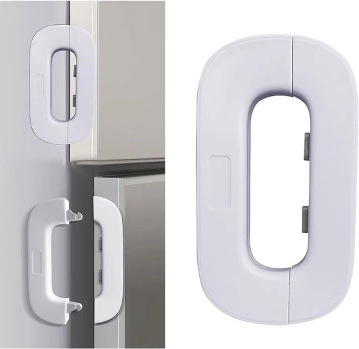 Veiligheidsgordelsloten voor kinderen (2-pack) - Veiligheidssloten voor babykasten en laden, geschikt voor toiletten, koelkasten, deuren met 3M-kleefpads, geen boren nodig, eenvoudig te installeren, wit