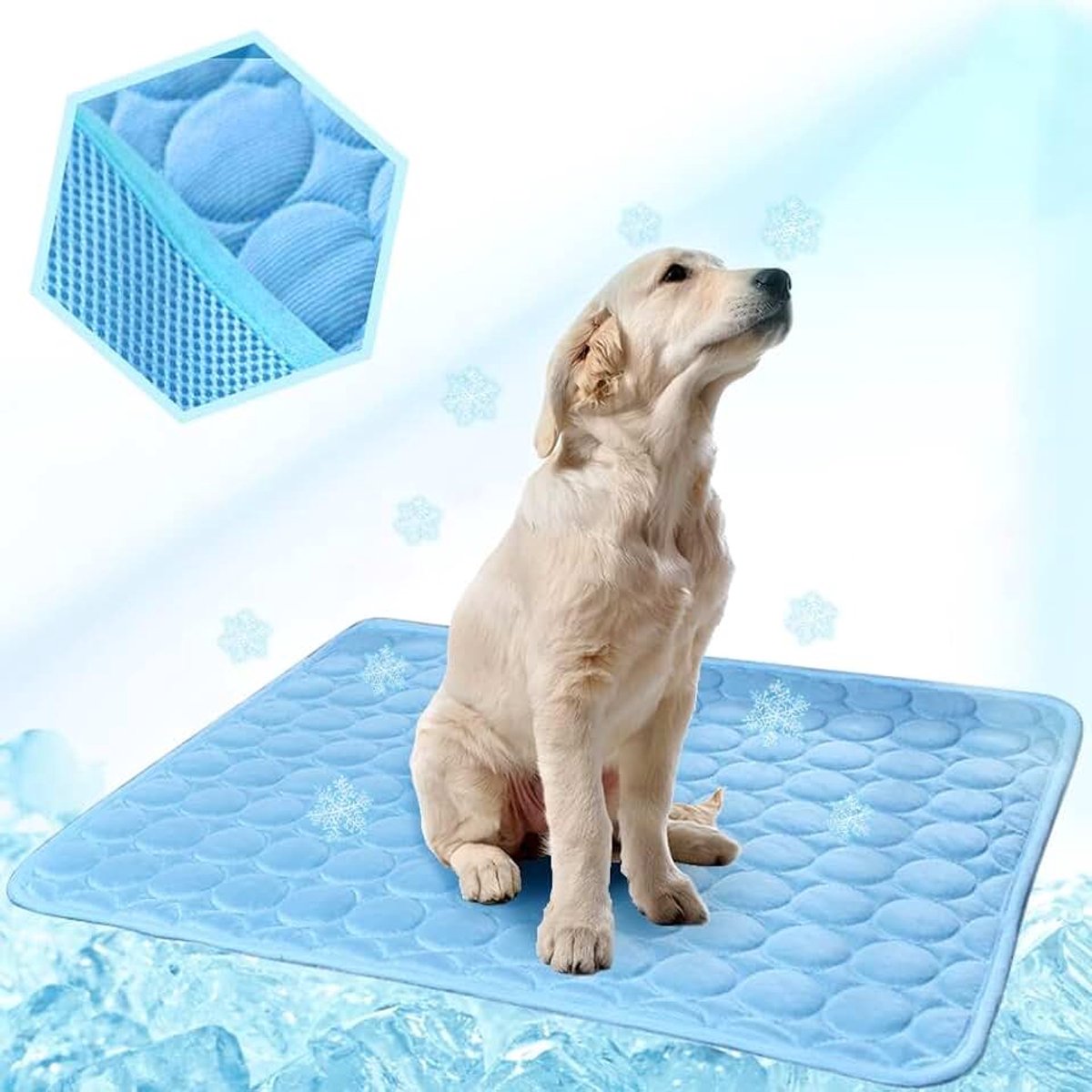 Koelmat voor honden en katten, zelfkoelende hondenmat, zelfkoelende hondenmat, koeldeken voor honden, katten, koelkussen voor huisdieren, verkoelende hondendeken voor binnen, buiten en auto(70x55 cm)