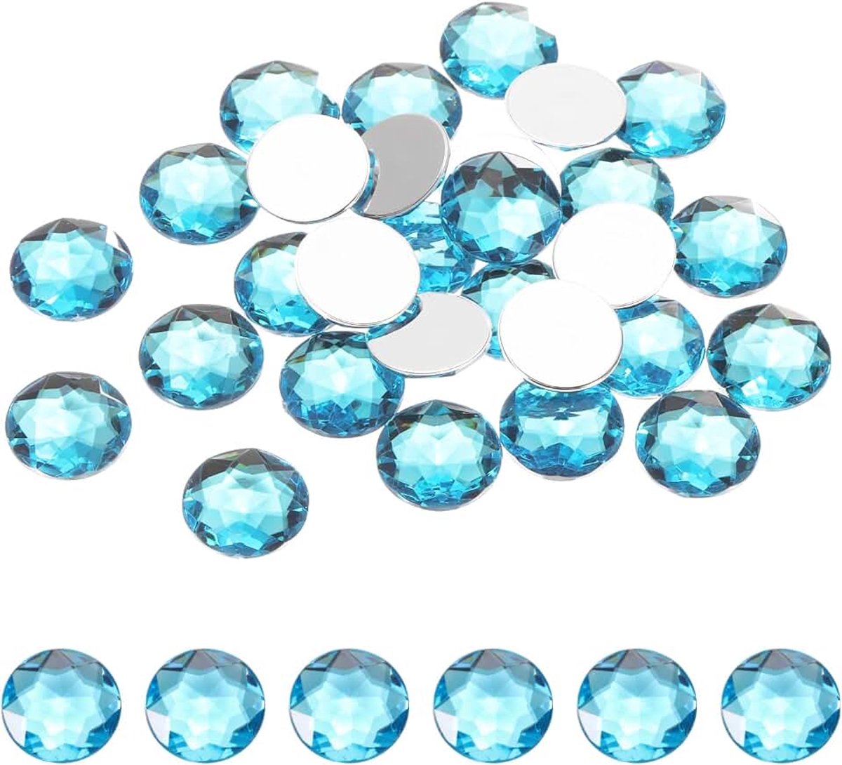 50 stuks acryl strasssteentjes met platte achterkant 20 mm blauwe cyaan strass-steentjes voor handwerk, kleding, schoenen, decoratie, doe-het-zelf, geschenken