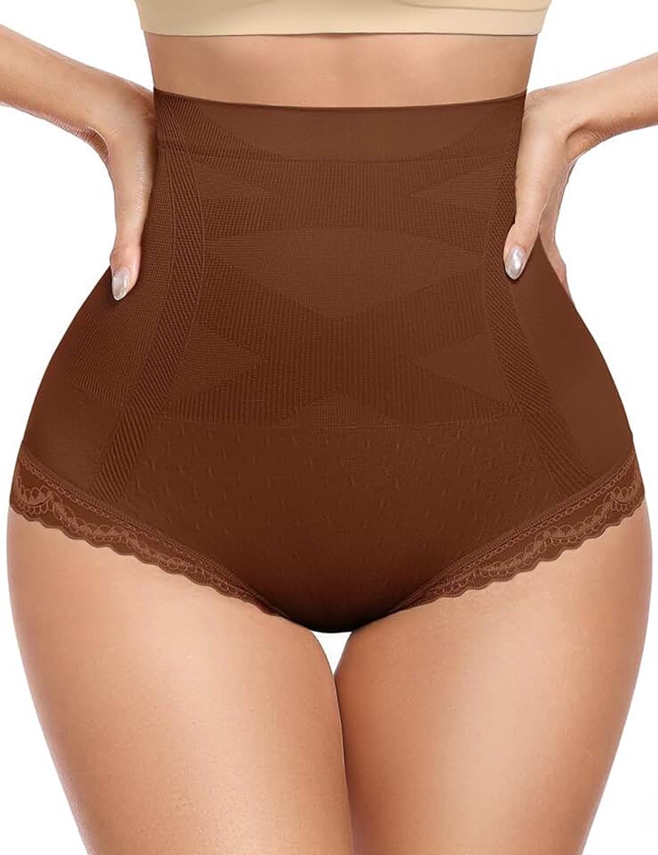Girl Dames buikweg onderbroek hoge slip shapewear korsetbroek body shaper korsetslips naadloos onzichtbaar ondergoed met kanten aanzet en katoenen voering figuurvormende slipjes