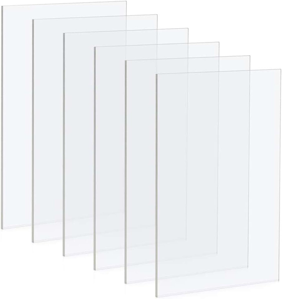 6 stuks acrylplaat, transparant, BOPHIS 12,7 x 17,8 cm, transparante acrylplaten, acrylplaat, voor vervanging van glasplaat, 2 mm dikte