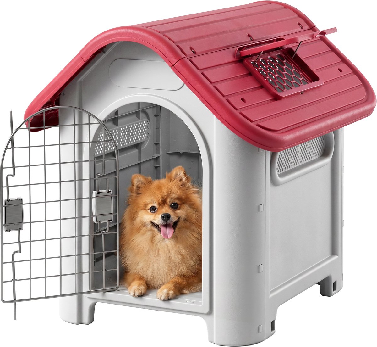 PawHut Hondenhok - Polypropyleen - 59L x 75B x 66H cm - Rood