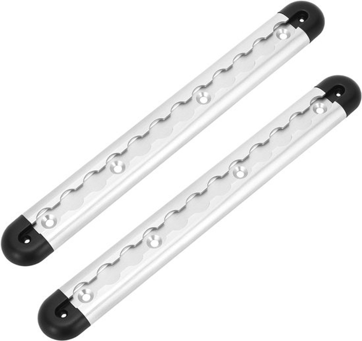2 Stuks 30cm Aluminium Luchtvaartrail met Eindkappen, Bevestigingsrails voor Vrachtwagens en Campers, Ideaal voor Ladingbeveiliging