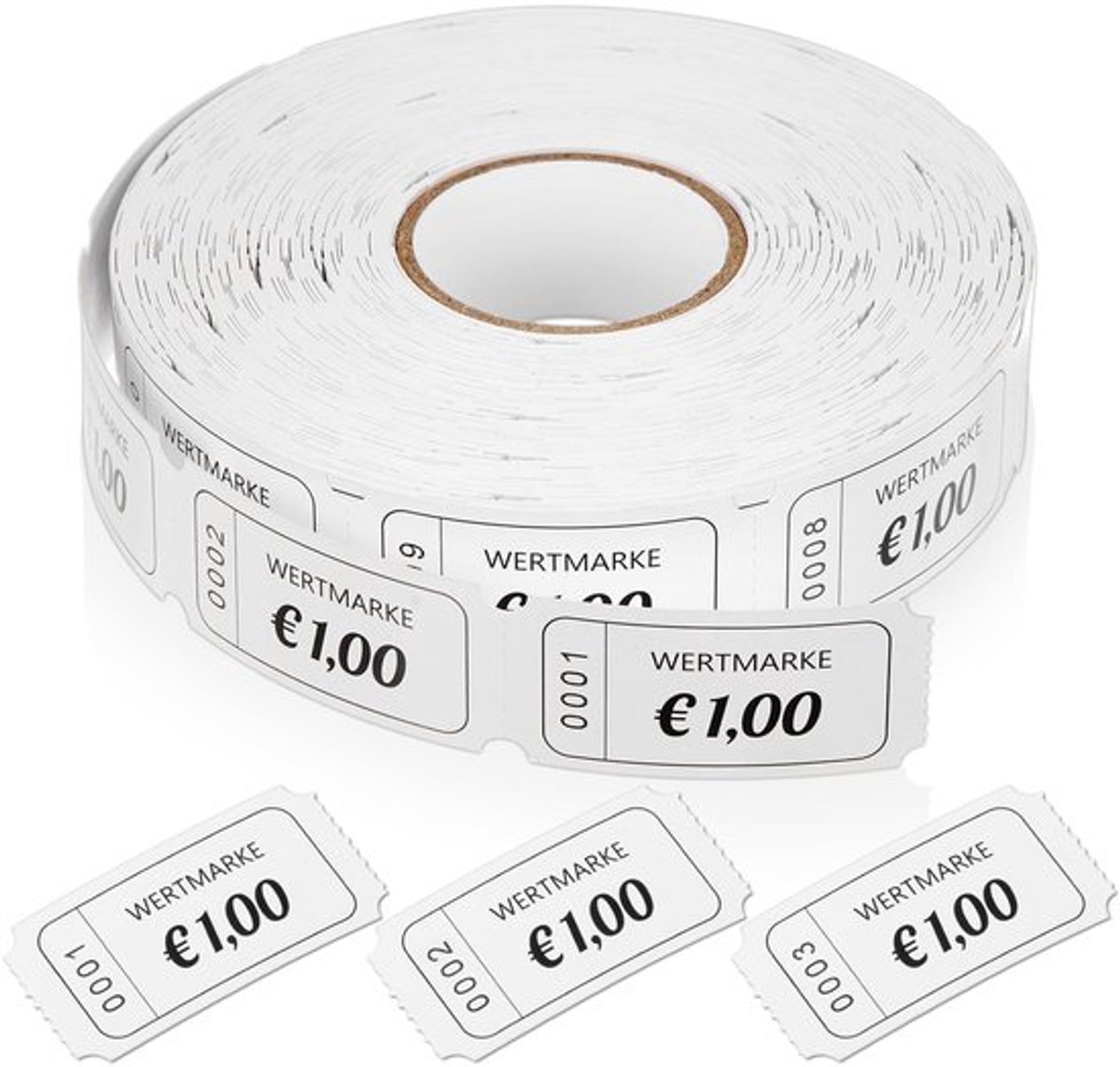 - Rol chips - Geperforeerd papier - Voor winkels en cafés - Wit - 1000 vellen - Ideaal voor evenementen - Restaurantgebruik