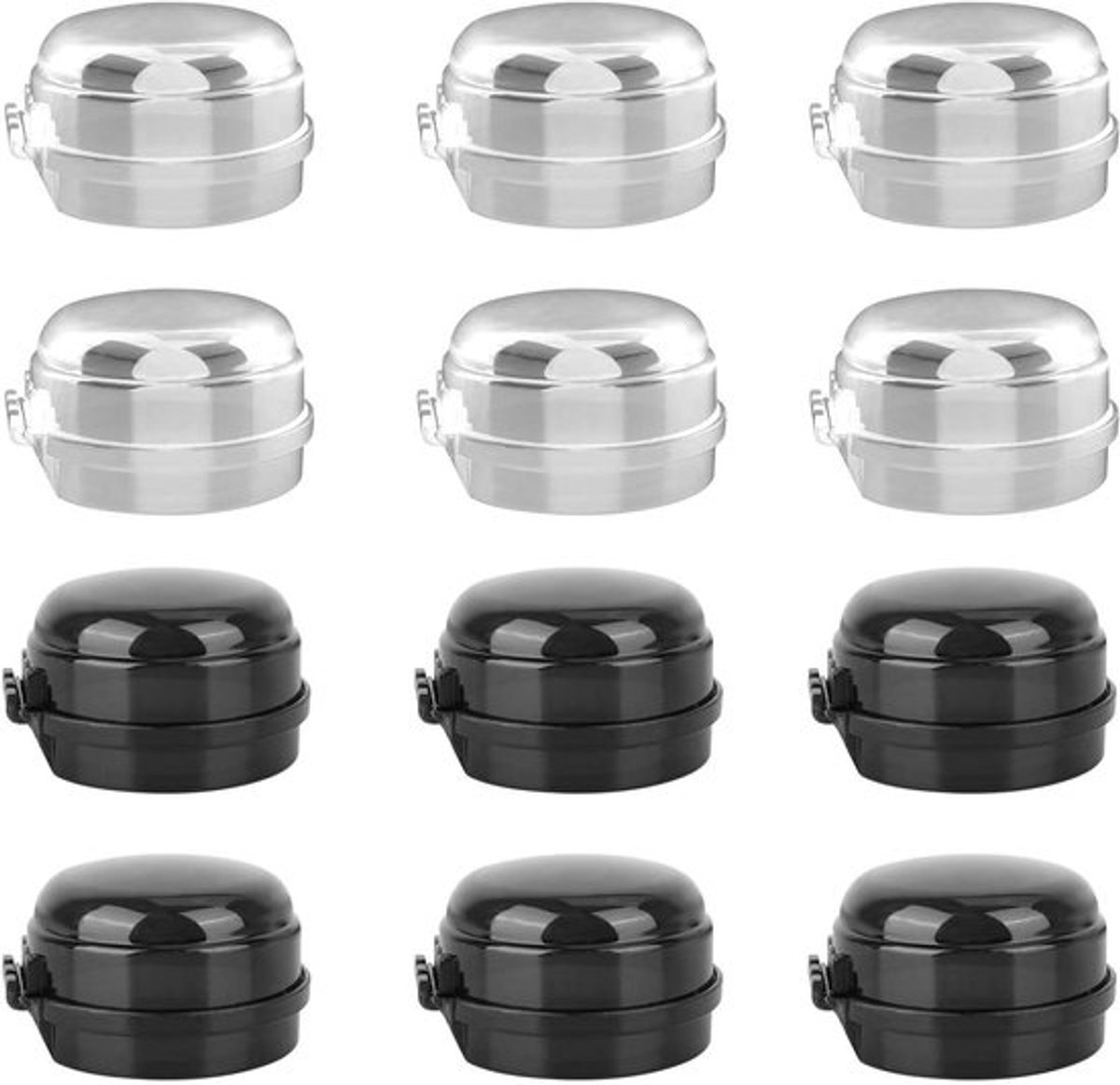 Baby ovenbeschermer 12 stuks voor kinderbescherming tegen openen knopafdekking - transparant/zwart.