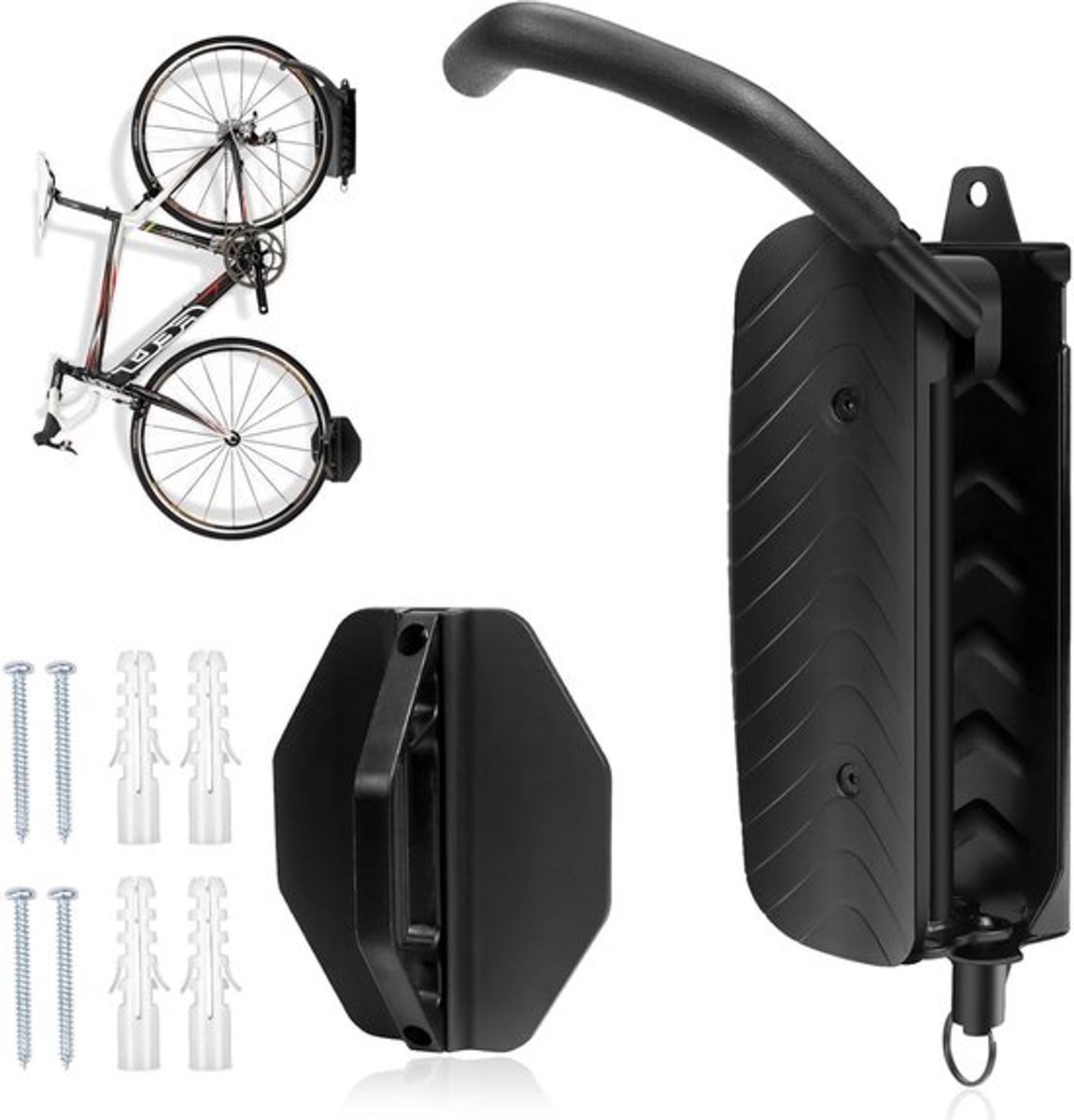 Draaiende Fiets Wandbeugel, Fiets Houder, Verticale Fietsstandaard, Wandmontage voor Fietsen, Garage Fietsaccessoires, MTB en Racefiets, Zwart