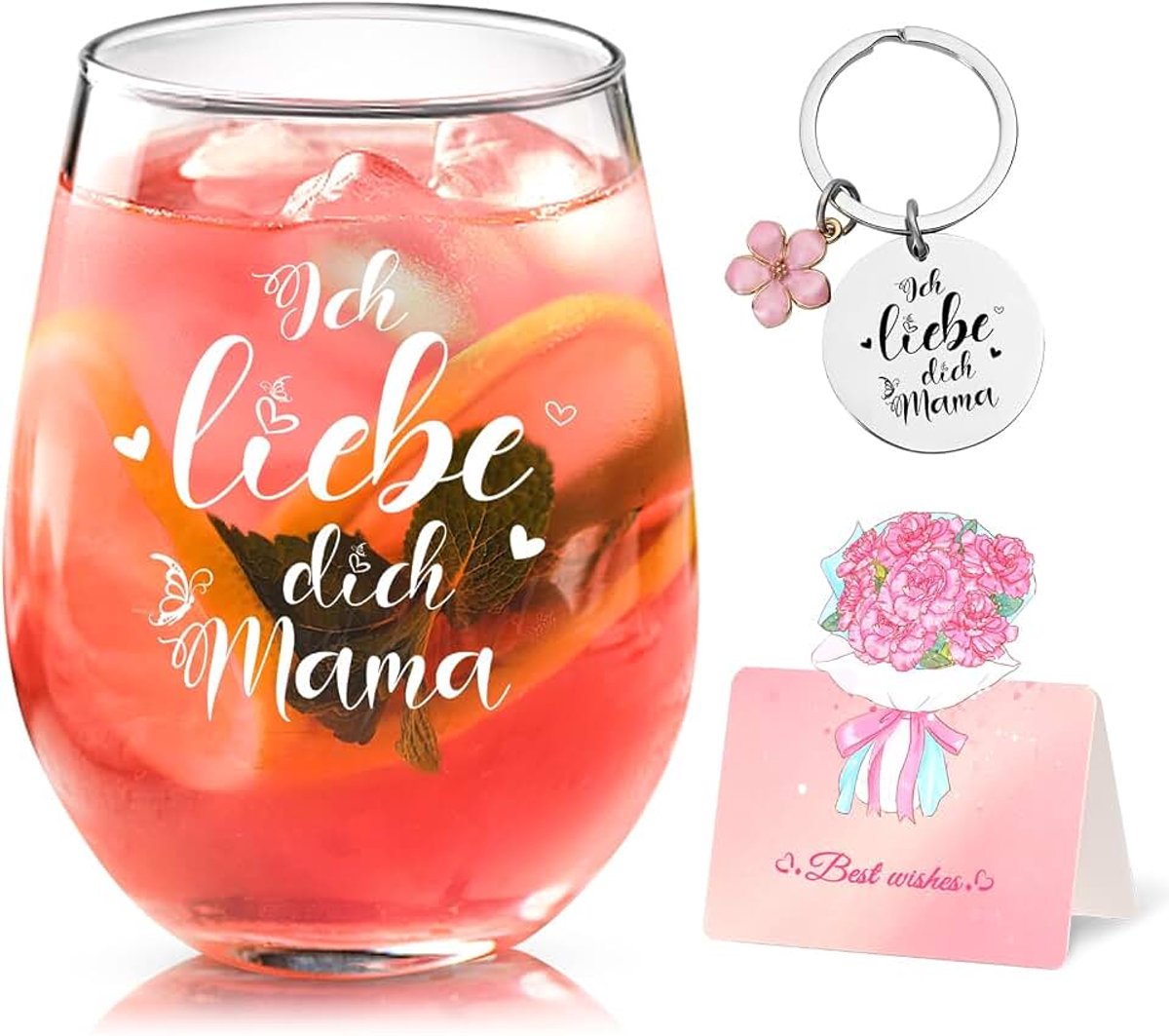 Wijnglazen Moederdagcadeau, Moederdagcadeaus voor mama, verjaardagscadeaus voor mama, Beste mama cadeau voor Moederdag verjaardag Kerstmis 500ml