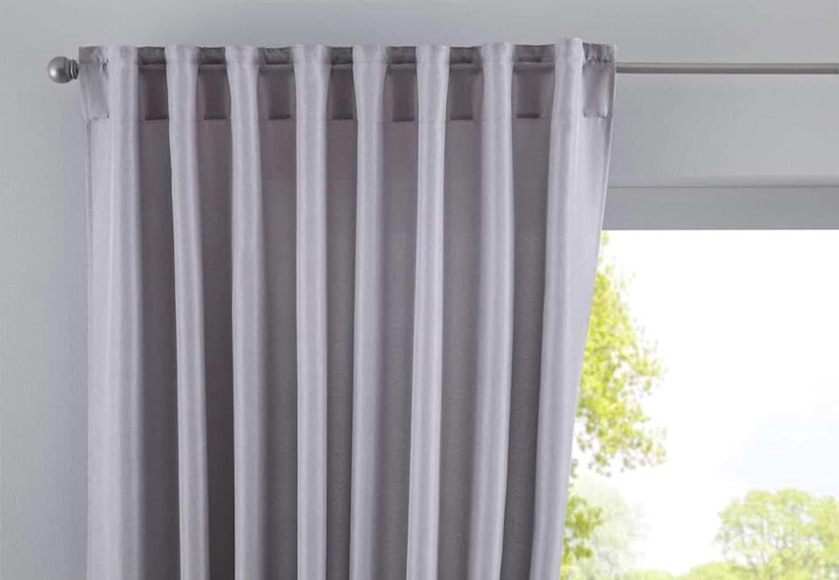 Gordijn verborgen lussen Cationic »JENA« ondoorzichtig linnen look gordijn gemêleerd gordijn met gordijnhouder, 100% polyester, zilver, HxB 250x140 cm