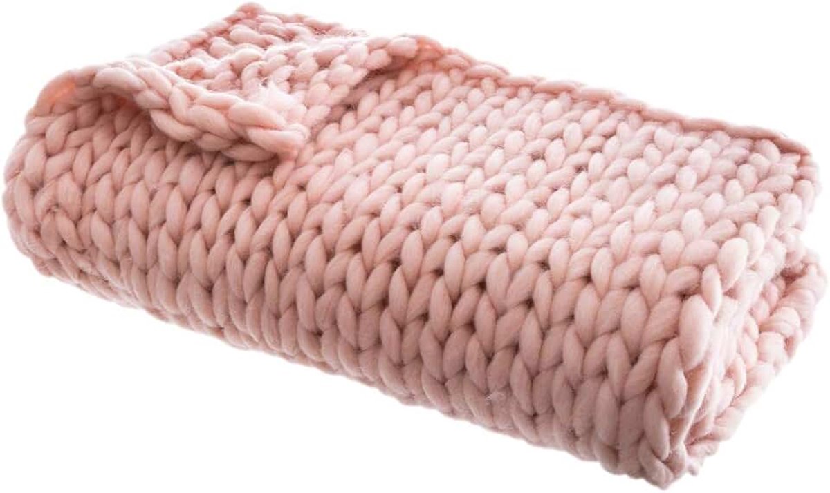Plaid Grosse Maille Chunky Rose
