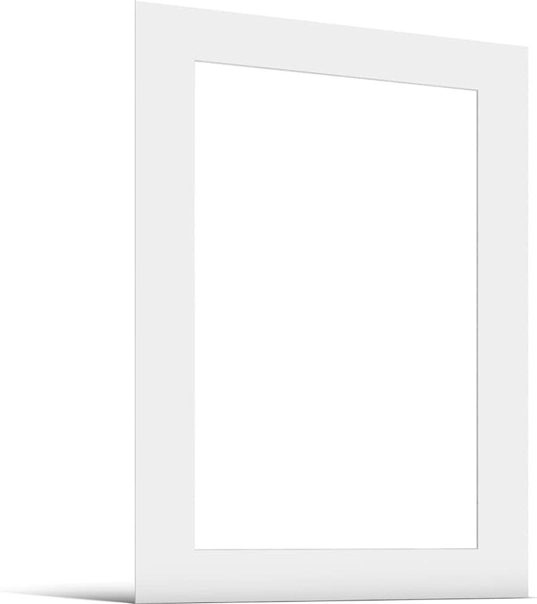 Passe-partout 40x50 cm Buitenafmetingen - Voor Fotoformaat A3 (29,7 x 42 cm) - Dikte 1,5 mm - Kleur Puur Wit | Voor fotolijst 40 x 50 cm, fotoformaat DIN A3 (29,7 x 42 cm), schuine snede, 1,5 mm karton