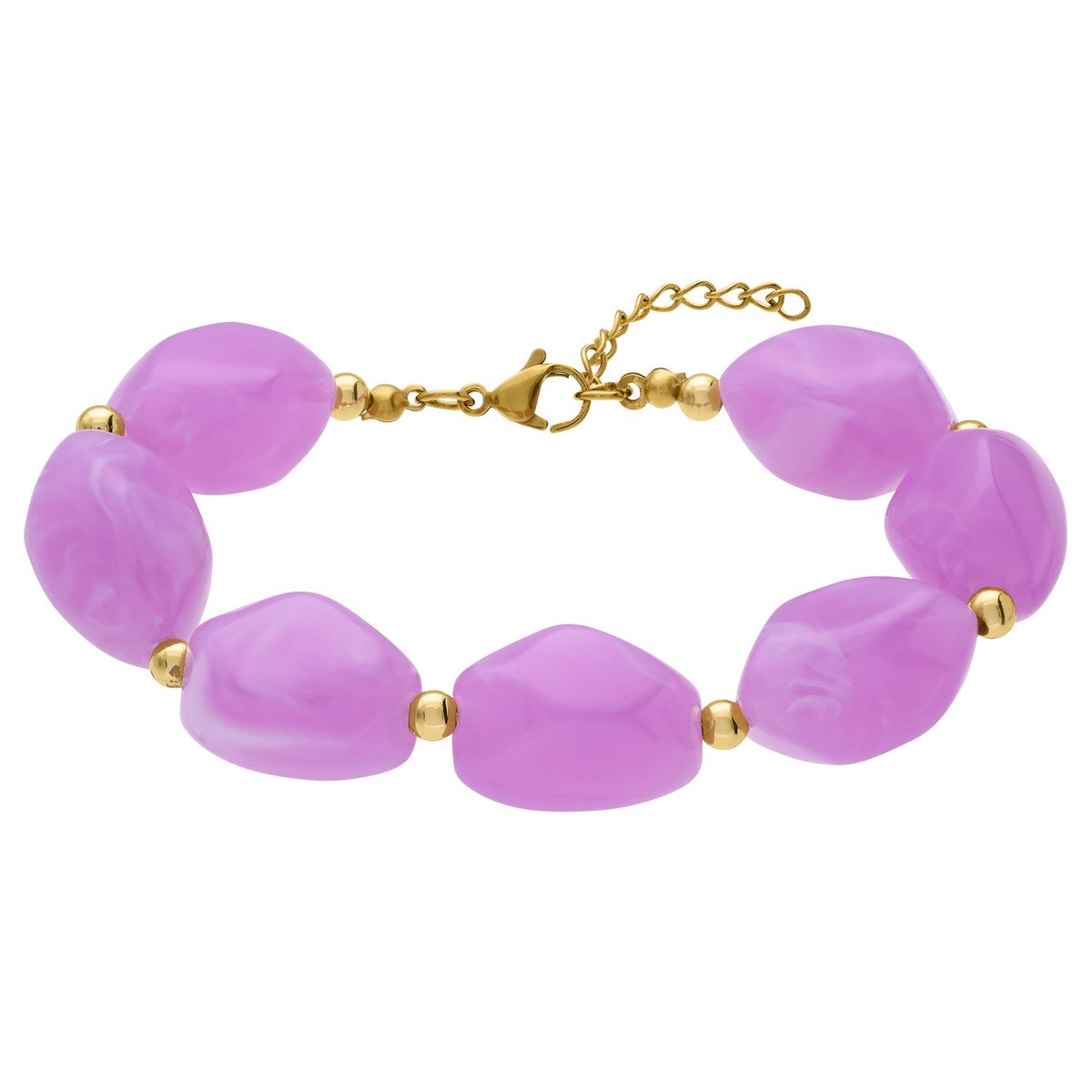 Lucardi - Dames Stainless steel armband kralen voor dames - Armband - Staal - Goudkleurig - 21 cm