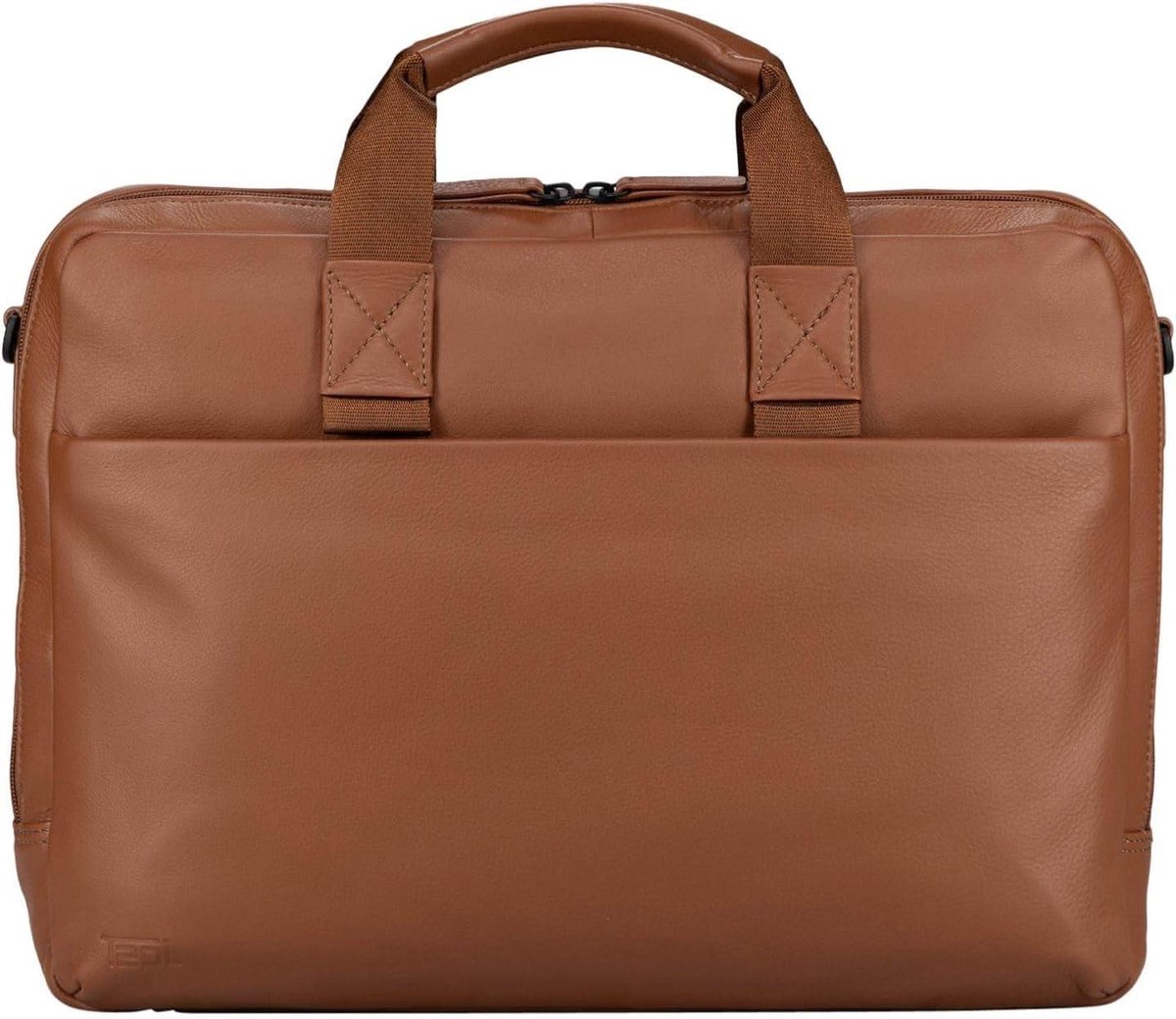 Leren Laptoptas - Zakentas Schoudertas - Zakelijk Vervoer - Gewatteerde Vakken - 40 x 30 cm - Cognac