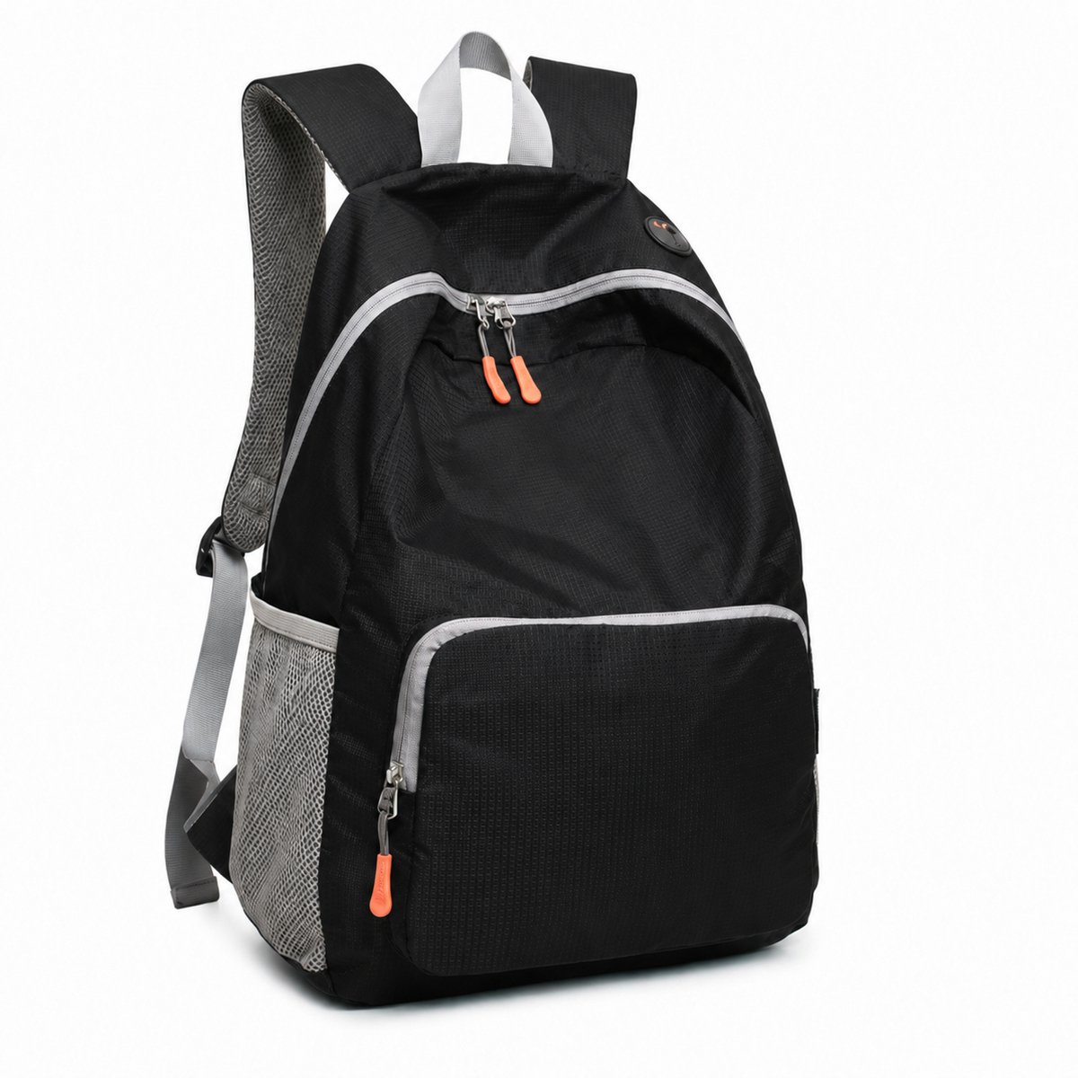 VHV - Rugzak - Opvouwbare Lichtgewicht Rugzak 25 L - Licht Waterafstotend met Meerdere Vakken, Mesh Zijvakken en Comfortabele Schouderbanden - Voor Reizen, Wandelen, School en Dagelijks Gebruik - Zwart
