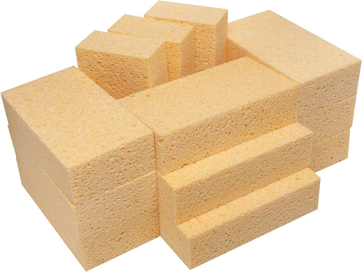 190 x 100 x 50 mm, grote cellulose, multifunctionele scrub-spons, autoreinigingsgereedschap, reinigingsspons, spons voor thuisgebruik (12 stuks)