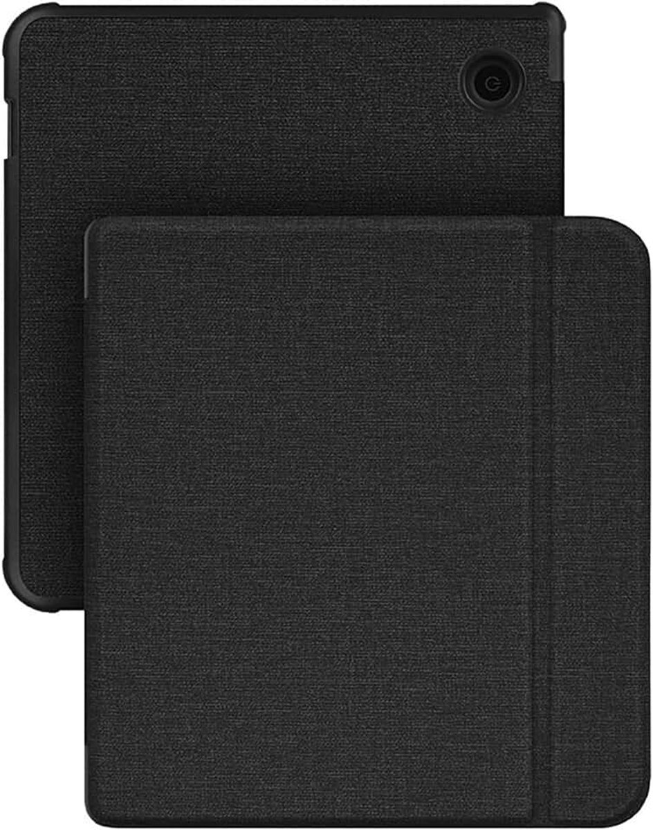 Beschermhoes compatibel met Kobo Libra H2O / Tolino Vision 5, lederen hoes, achterkant van zachte siliconen [klaphoes], vergelijkbaar met huidvriendelijke textuur, zwart