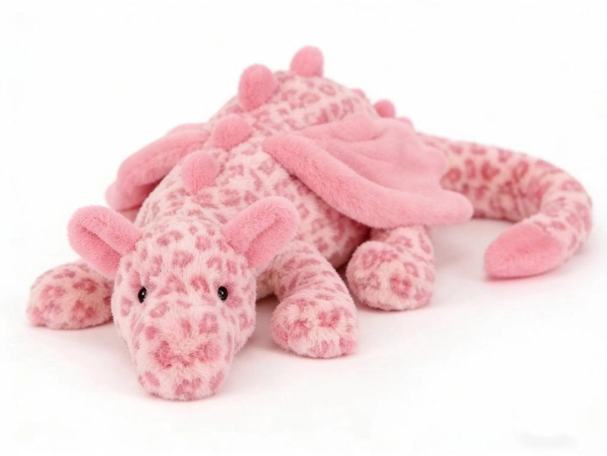 Casalora Pluche Knuffel – Draakkussen Drake Knuffel – 50 cm – Sknuffel Dino Speelgoed – Roze Luipaard Draak