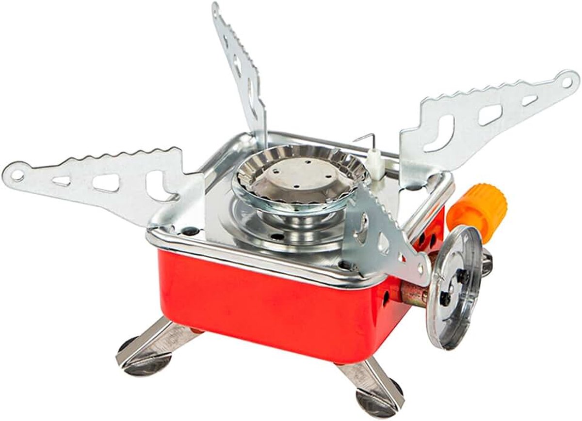 Mini Camping Gaskooktoestel 2800W – Opvouwbare Gasbrander met Piëzo Ontsteking & Instelbare Vlam – Lichtgewicht Voor TS-700 Patronen – Inclusief Opbergtas
