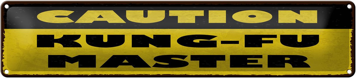 Blechschild Spruch 46x10 cm Caution Kung Fu Master Deko Schild