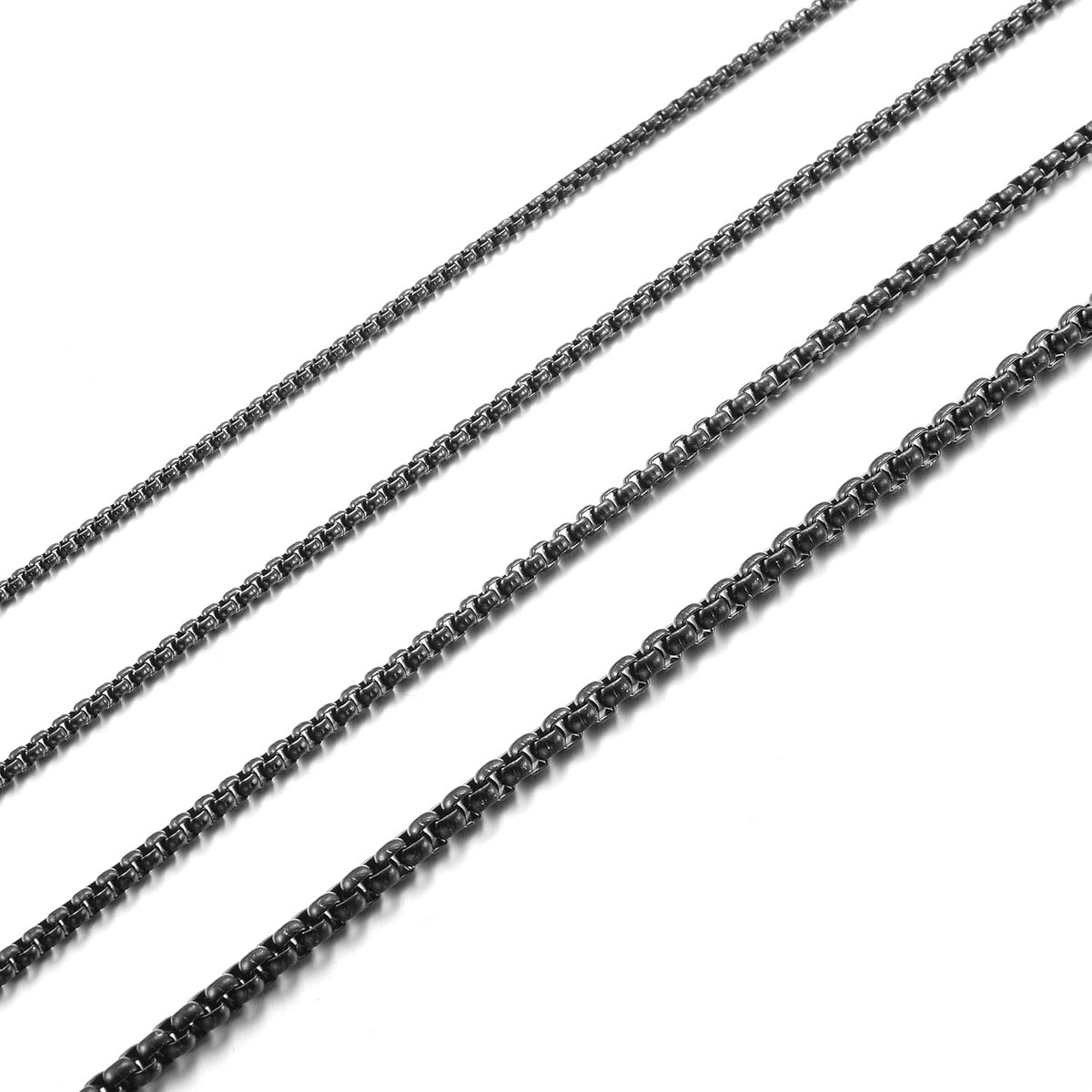 halsketting voor dames en heren, roestvrij staal, schakelketting, 2/2,5/3/4 mm, 45/50/55/60/70 cm, voor mannen, sieraden, schakelketting, zilver/goud/zwart