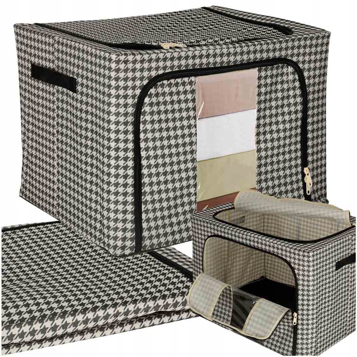 Opbergbox met frame 100L voor beddengoed en kleding in de kast