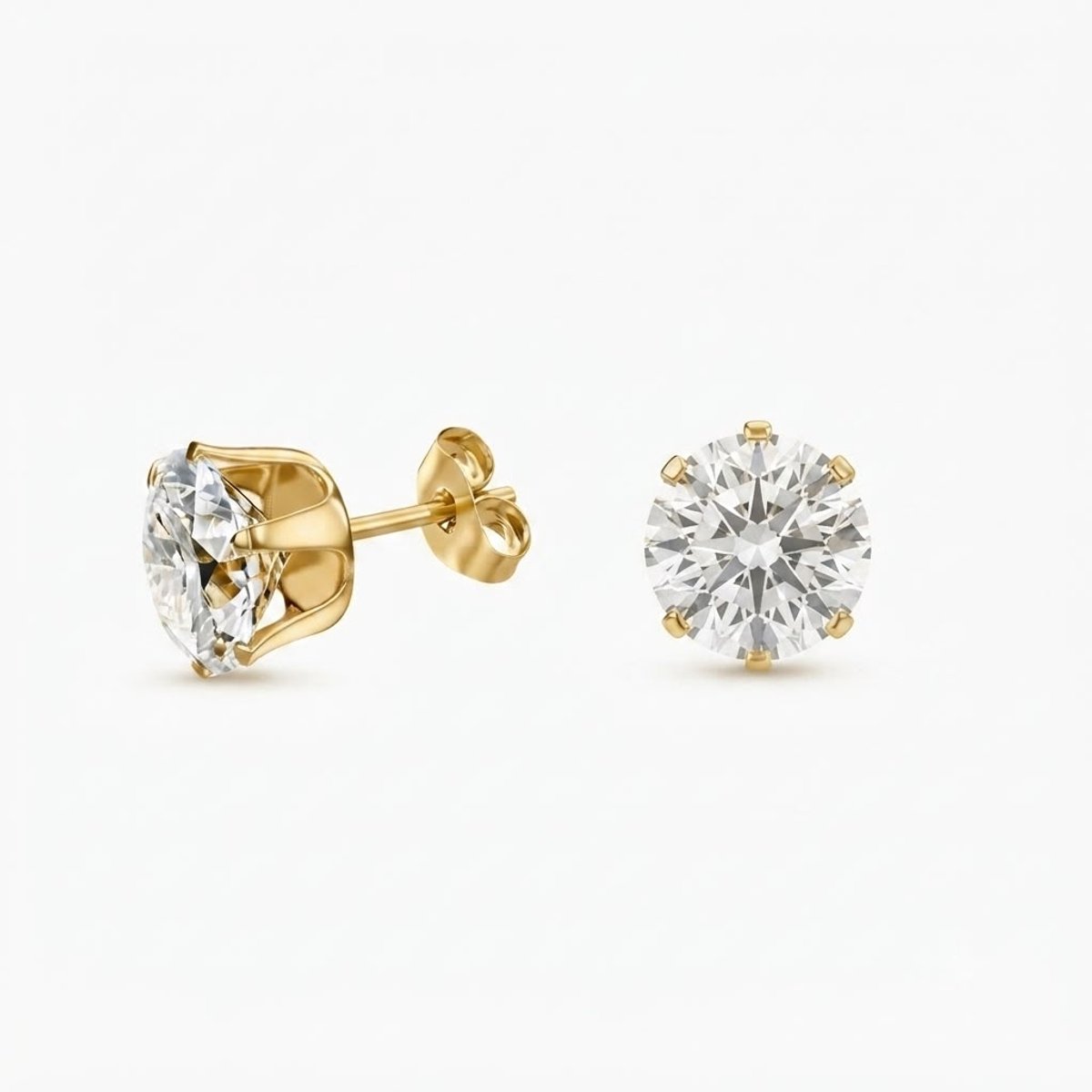 Oorstekers Dames - 316L Chirurgisch Staal Goud - Kristal 8 mm