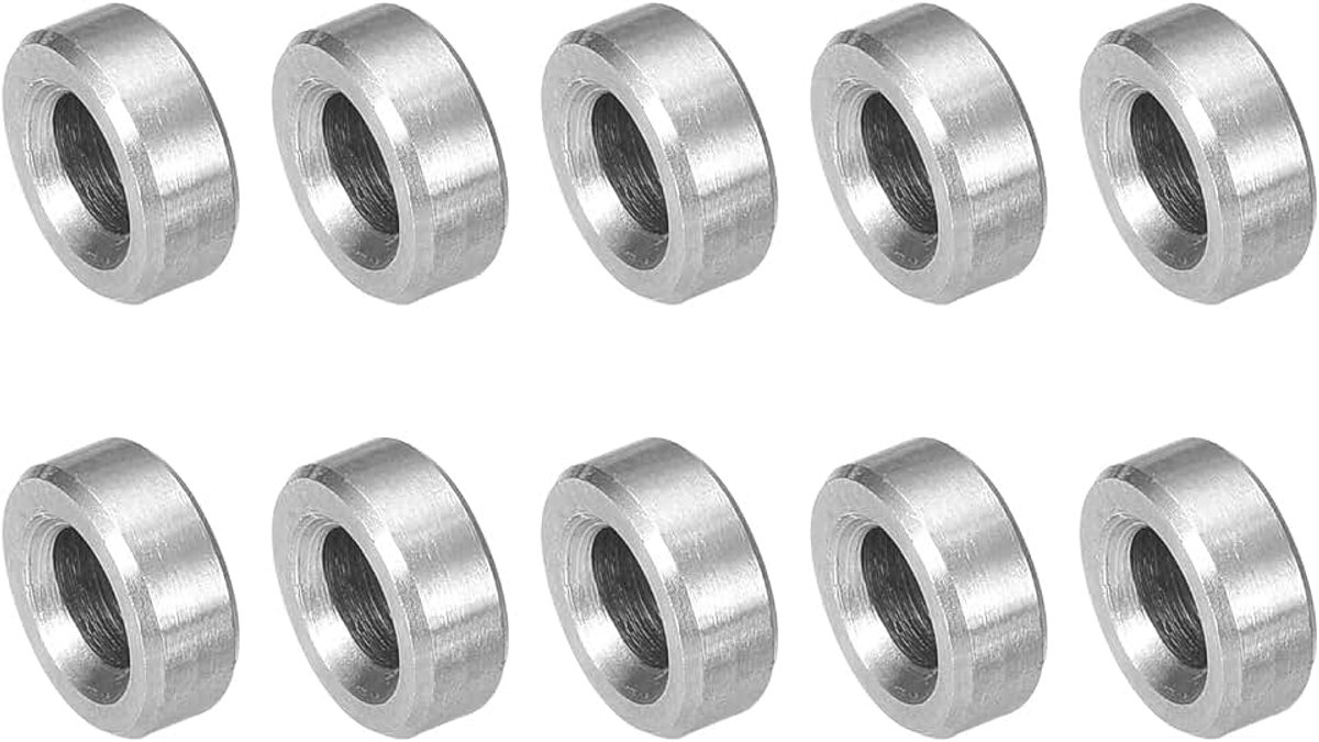 10 stuks afstandhouders van roestvrij staal, 4 mm ID x 8 mm OD x 3 mm L, afstandhouders van messing, zonder schroefdraad, ronde afstandhouders voor schroeven moeren 3/16 inch of M4