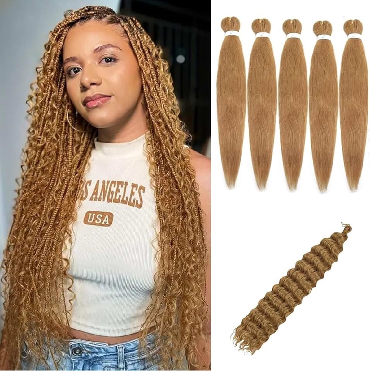 Krullend Vlechten Haar Pre uitgerekt Boho Vlechten Kanekalon Ez Braid Micro Vlechten Haar Synthetische Krullend Diepe Golf Vlechten