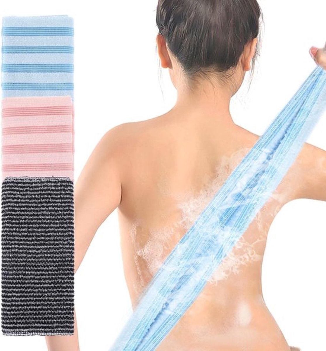 Exfoliërende Wasdoekjes Set voor Lichaamsscrub - Japanse Koreaanse Dode Huidscrub Handdoeken - Douche Loofah Sponzen - 3 Stuks