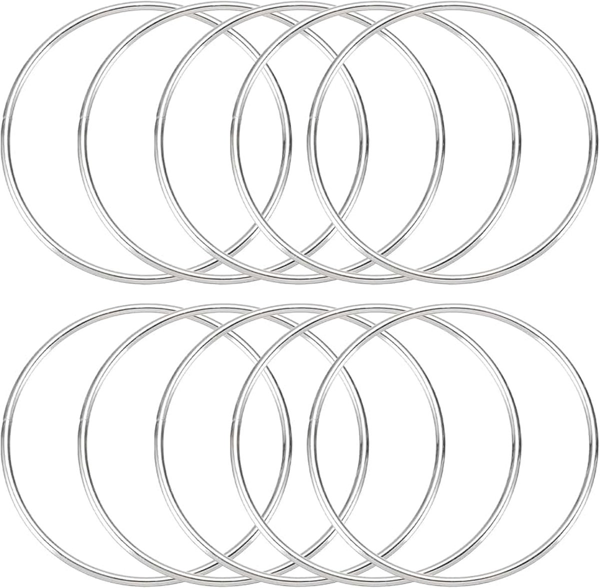 10 stuks dromenvangerringen, metalen ambachtelijke banden, bloemenbanden, 7,5 cm, macramé banden, ringen voor doe-het-zelf knutselbenodigdheden, kransen, plantenhangers, zilver