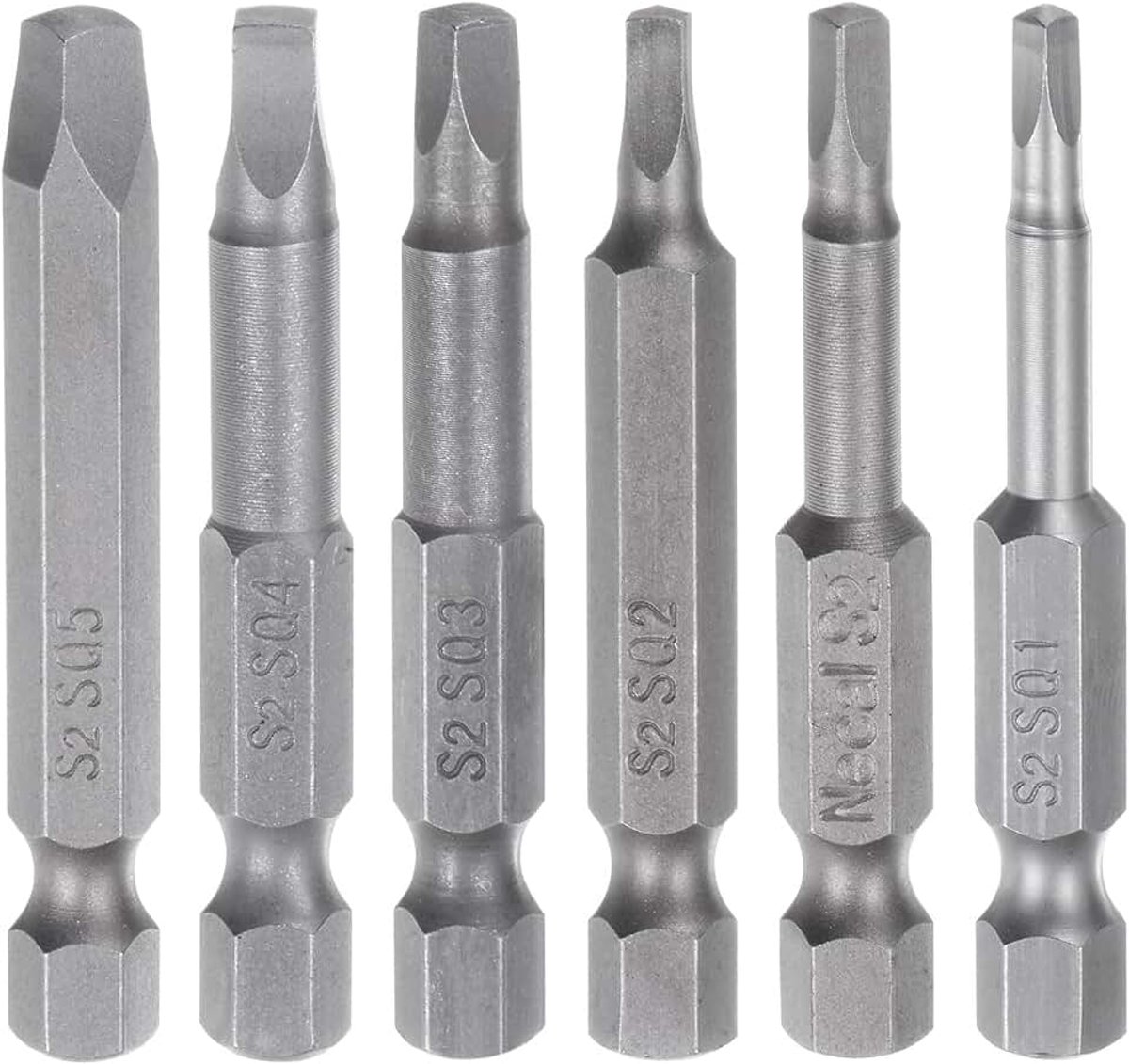 SQ1/SQ2/SQ2.7/SQ3/SQ4/SQ5 Vierkant-Schraubendreher-Bit 1/4" (6,35 mm) Sechskantschaft 2" (50,8 mm) Länge Magnetischer Sicherheitsschraubendreher Elektrowerkzeug