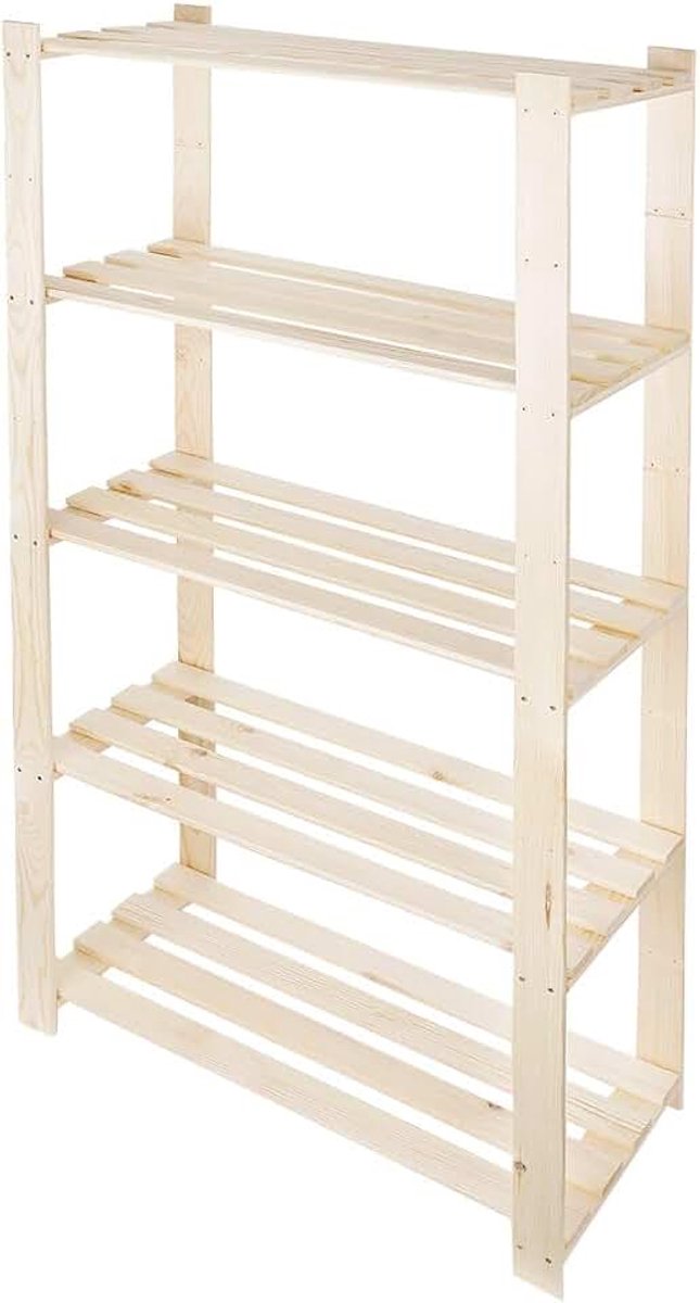 Opbergrek H 170 x B 80 x D 38 cm Vrijstaand Rek Met 5 Planken Opbergrek Voor Garage Kelder Woonkamer Badkamer Plantenrek Massief Grenenhout