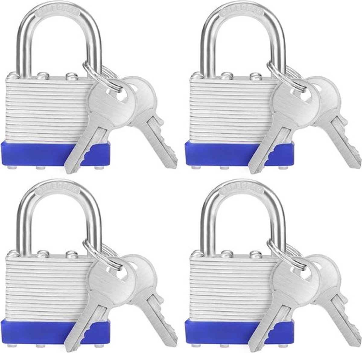 - Hangsloten met 2 Sleutels - Zware Kwaliteit - Weerbestendig - Opslag & Kluis - Sleutel Slot - Geschikt voor Binnen/Buiten - 4 Pak - 6 mm Ring - 6,4 x 4,2 x 2,4 cm