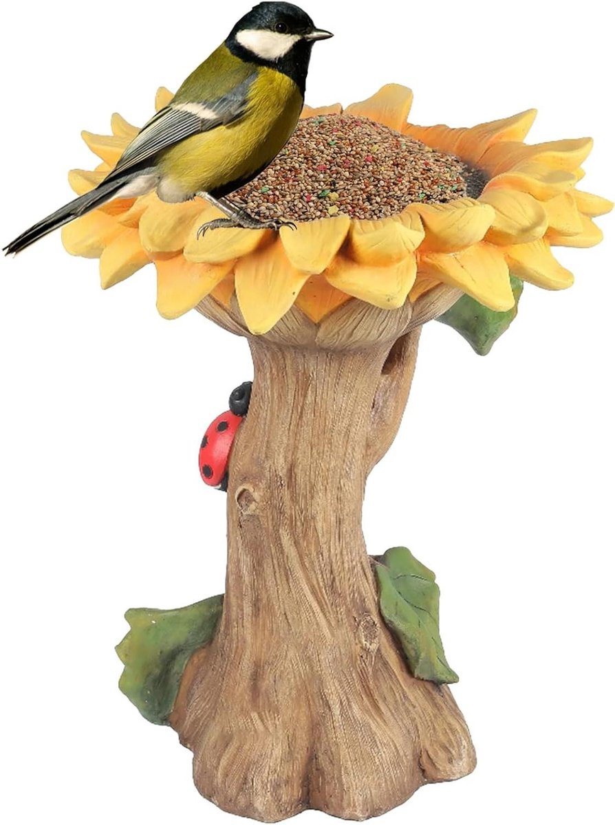 Vogelbad Zonnebloem - Vogelbadje Tuin - Vogels Voeren - Natuur-geïnspireerd Ontwerp - 29 x 19 x 19 cm - Geel
