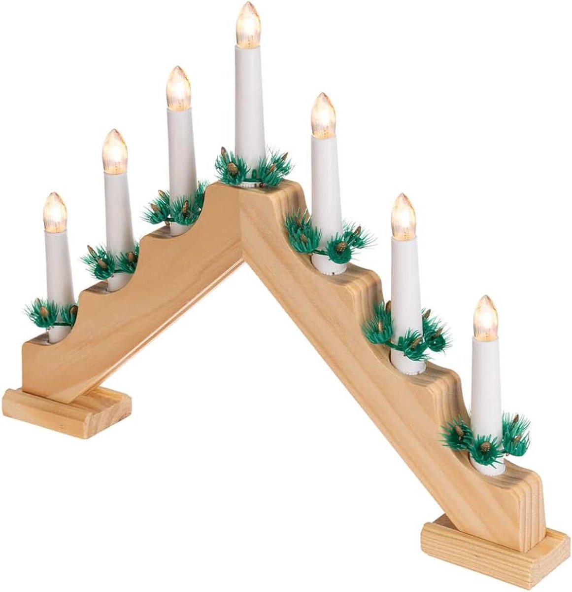 Kaarsenhouder Advent Kerst Elektrische LED met 7 Kaarsen Kerstmis Verlichting Kerstmis Decor Kaars Bow Kaarsen Hout Modern Design Decoraties (Hout)