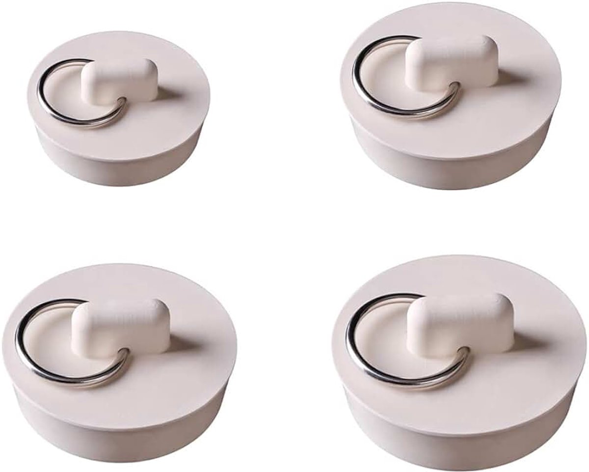 4 stuks rubberen gootsteenpluggen met hangende ring, keukenafvoerstoppers gootsteenstoppen, badpluggen voor keuken, badkamer, badkuip, wastafel, gootsteen (4 maten)