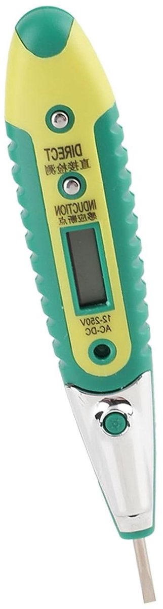 Digitale Spanningstester - Spanningsmeter Pen - Elektra Controleren - Blue Ray LED Display - 12V Tot 500V - Zwart