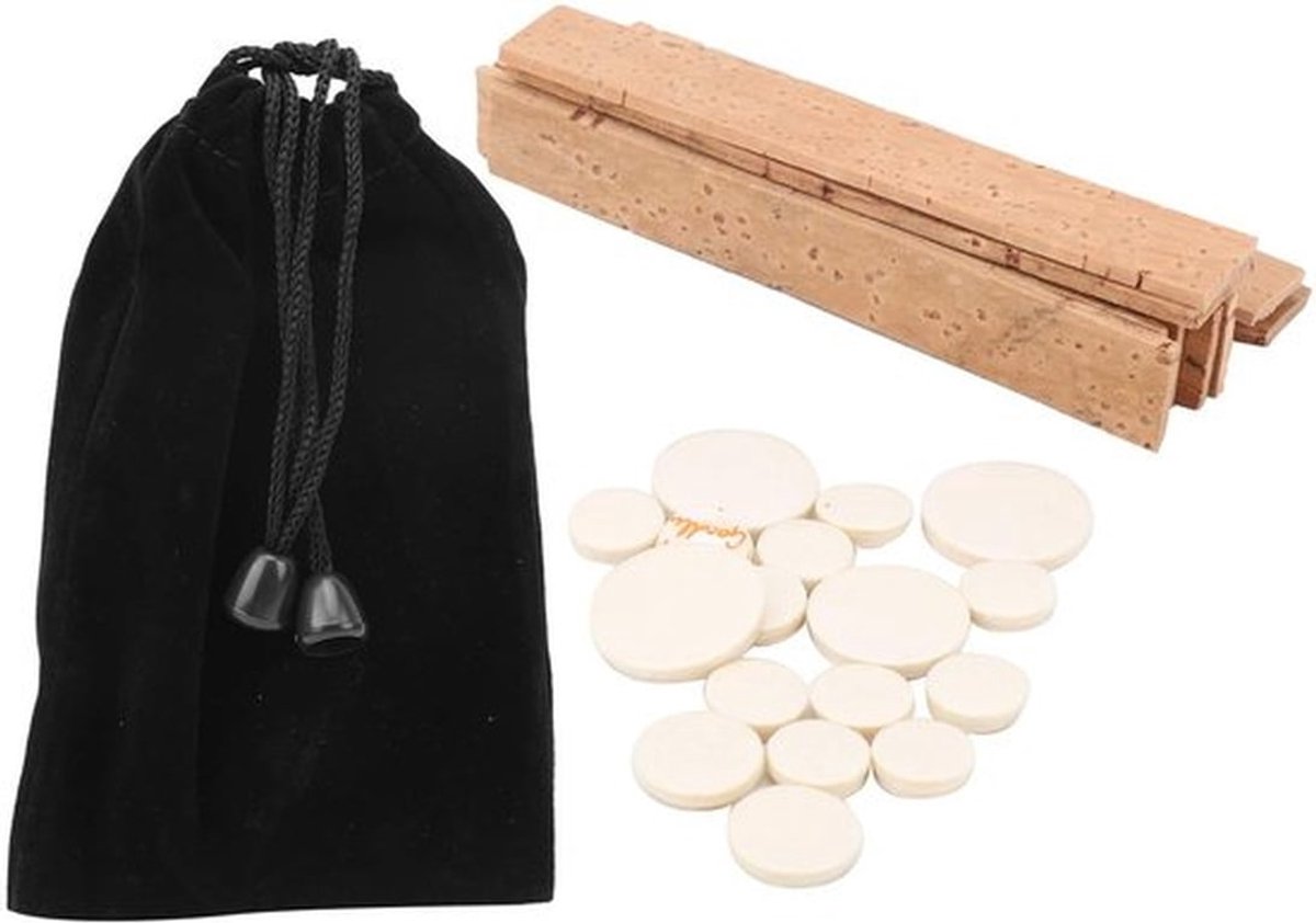 Dailygoods- Klarinetaccessoireset 17-delig - Klarinetpads - Natuurlijke kurkplaten - Kurkverbinding - Vervangingsonderdelen - Praktisch in gebruik