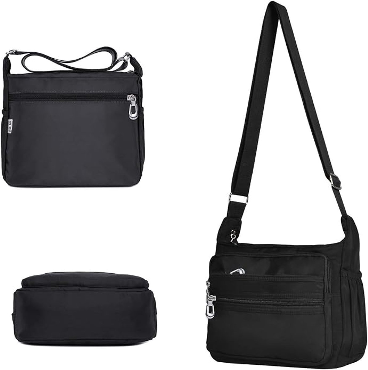 VHV - Schoudertas Dames - Lichtgewicht Crossbodytas met Meerdere Vakken - Waterafstotend Nylon met Ritssluiting - Voor Reizen, Werk en Dagelijks Gebruik - Groot 31 x 11 x 22 cm